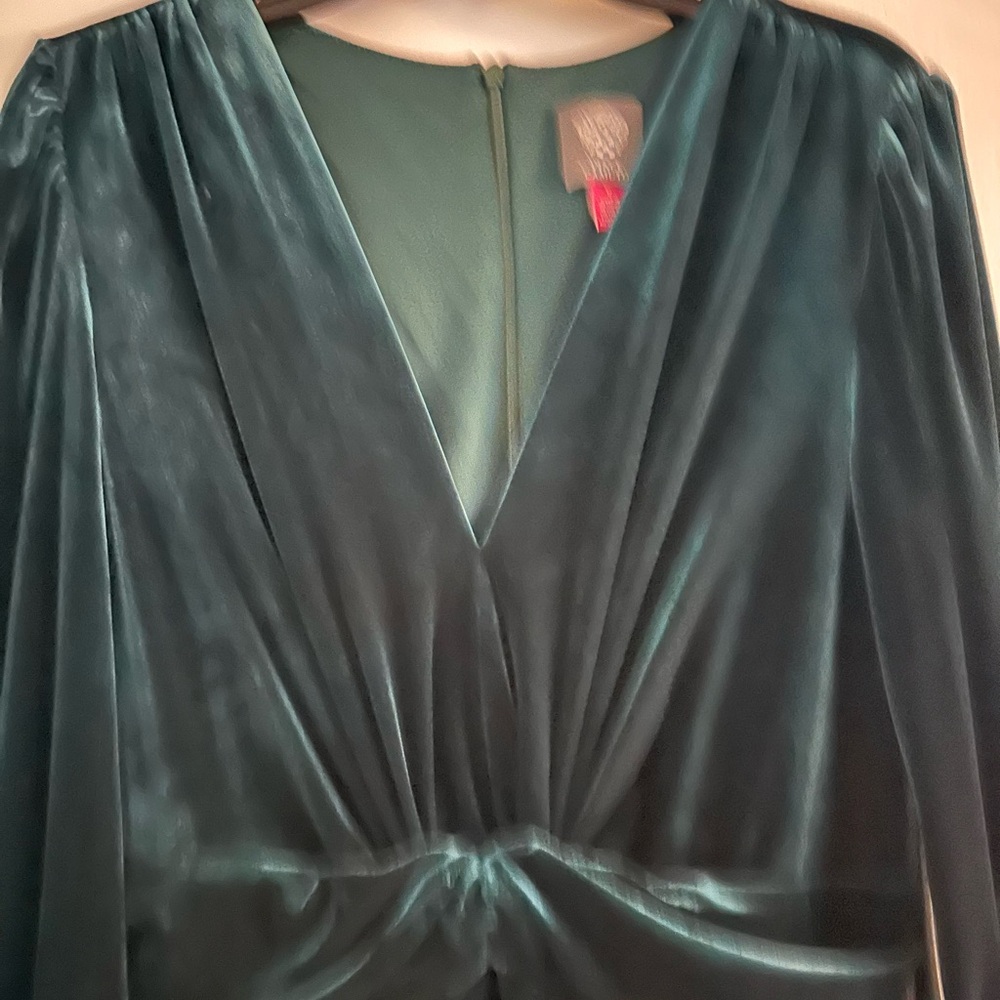Vince Camuto Deep Green Velvet Mini Dress